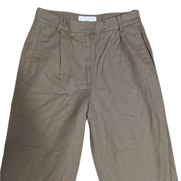 FOLK CLOTHING Cotton Wool Pleated Wide Leg Trousers - Picture 2 of 8